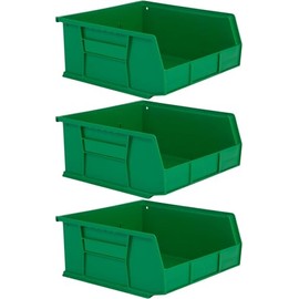 Hudson Exchange 11" x 11" x 5" (3 Pack) Plastic Stackable Storage Bin and Hanging Container, Green
