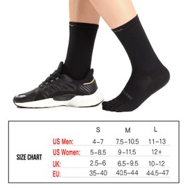 aomagic Men Women Crew Toe Socks for Hiking Running, Athletic Finger Socks Soft Comfortable Breathable, Black/White/Gray, Large