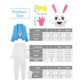 SOMSOC 6 Pack Easter Rabbit Costume Bunny Costume Set One Piece Suit Waistcoat Bow Tie Shoes Party Favors
