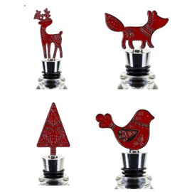 Festive Christmas Wine Stopper, 4 Designs, Reindeer, Xmas Tree, Fox or Robin ~ one Sent at Random