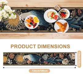 Bird and Floral Table Runner 13x72 Inch, Elegant Nature Design with Birds and Flowers, Spring Table Decor for Dining, Home, Garden Parties