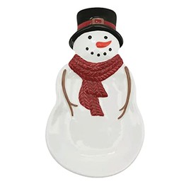St. Nicholas Square Yuletide Snowman Spoon Rest White 7/8H*7.75W*4-3/8D inches