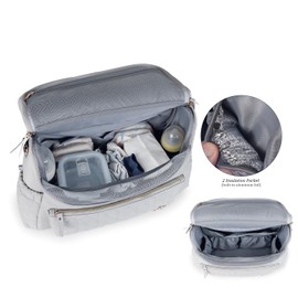 Lmbabter - Bolsa de pañales para mamá, mochila de viaje, bolsa de maternidad, elegante bolsa de bebé con cambiador para mamá, Gris, Large, Mochila para pañales