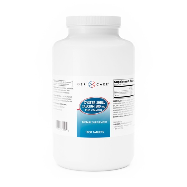 GeriCare Oyster Shell Calcium 500mg + Vitamin D, Bone Health,