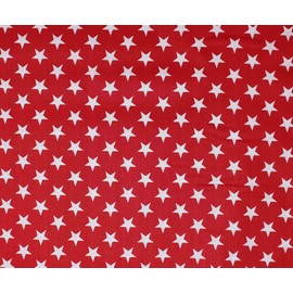 Richlin Fabrics Star Print, White on Red