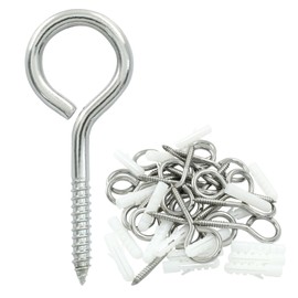 Murtenze 20 Pack 2.5 Inch Eye Hooks Screw, 304 Stainless Steel Eye Screws Heavy Duty Eye Bolts Screw in for Wood, Securing Cables Wires, Indoor & Outdoor(Silver)