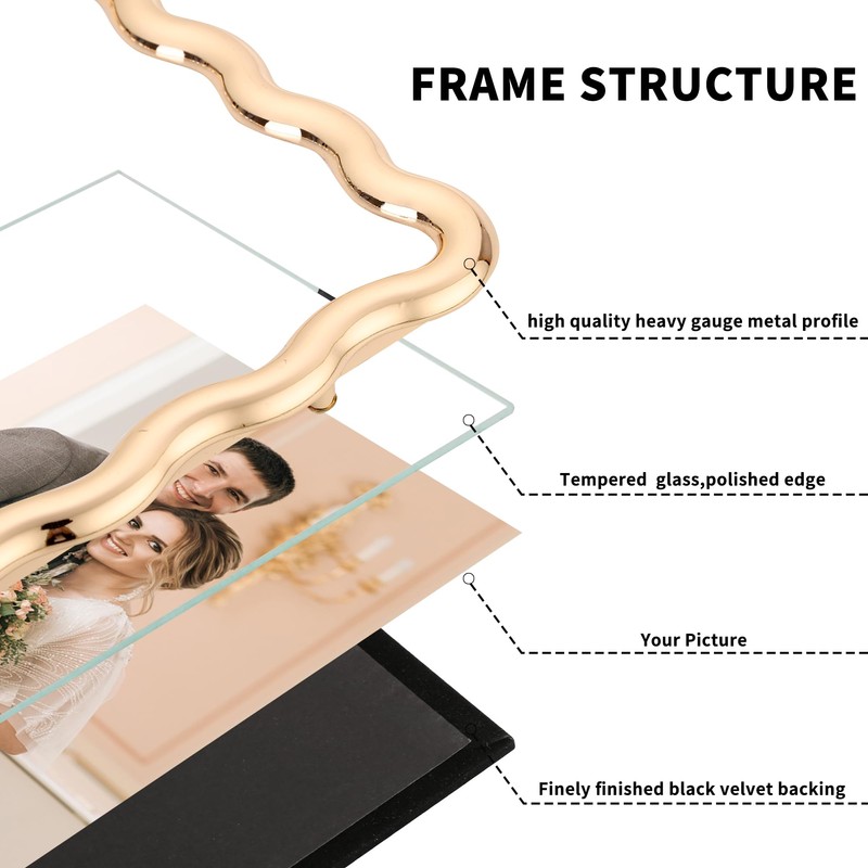 Gold 4 x 6'' High-End Zinc Alloy Picture Frame with