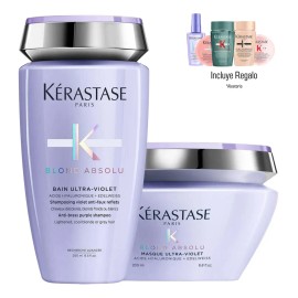 Kit Kérastase Tratamiento para el Cabello Blond Absolu Ultra Violet Shampoo (250 ml) y Mascarilla (200 ml) Matizador Morado
