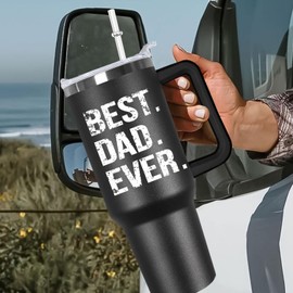 Ceovfoi 40 oz Dad American Flag Tumbler with Handle Lid and Straw,Black Dad Stainless Steel Cups Mug water Botter,Fathers Day Gift For Dad from Gaughter