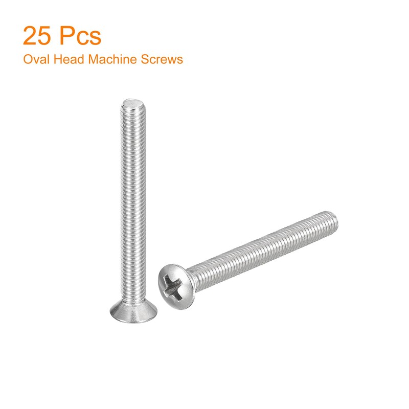 sourcing map M5x60mm Oval Head Phillips Machine Screws, 25pcs 304