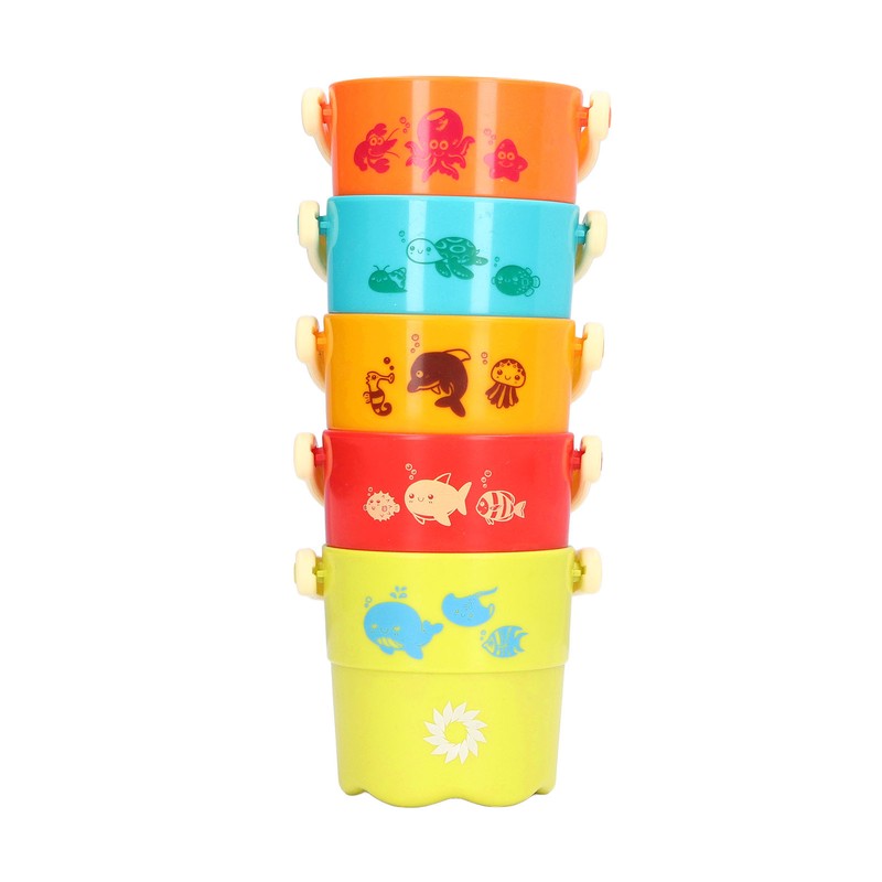 5pcs Colorful Stacking Cups Set Early Educational Baby Building Toys