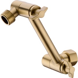 TRUSTMI 4 Inch Brass Shower Arm Adjustable Height Shower Head Extension Arm Mount, Brushed Gold