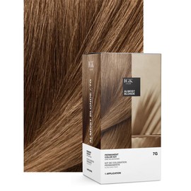 IGK Permanent Hair Dye Color Kit | 7G Almost Blonde - Dark Golden Blonde | 100% Gray Color Coverage + Strengthen + Shine | Ammonia Free