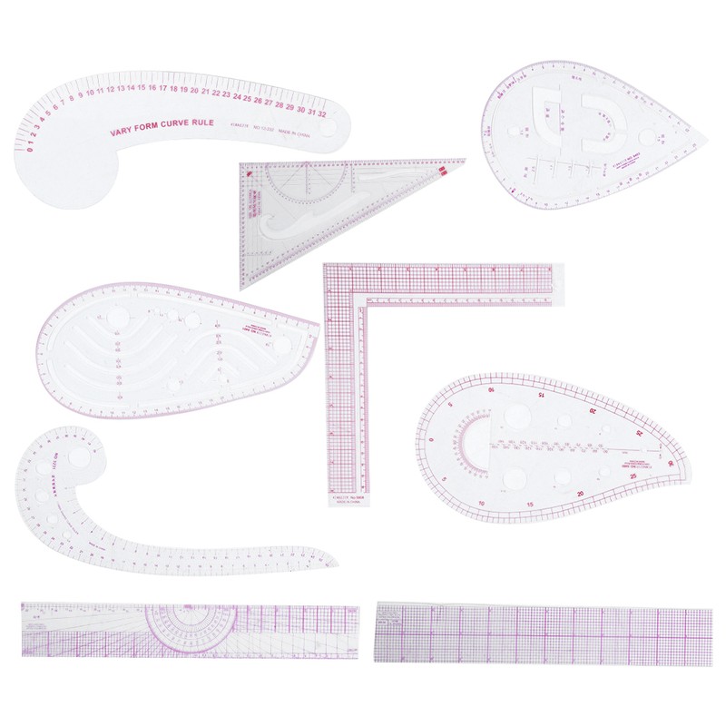9Pcs/Set Sewing Ruler Set Multifunctional Curve Stick Tailor Measuring Accessories