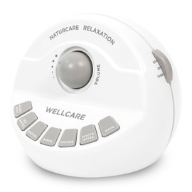 WELLCARE-Naturcare Sound Relaxation, White Noise, 7 Nature Sounds, Sleep Sound Machine, Calm Infants, for Baby, Kids, Adult. Stepless Volume, Timer, Powered by Adapter or Batteries(Both Not Incl.)