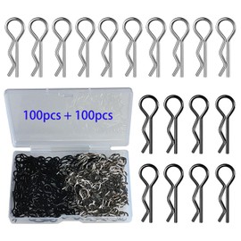 GTIWUNG 200 Pieces RC Body Clips, Body Shell Clip, Metal Body Clip Pins, Body Clips, R Type Pin RC Car Clip Pins, RC Shell Pin for 1/10 Scale Remote Control Car Shell