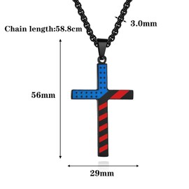 AKUSESALI Stainless Steel Cross Necklace Black Cross Chain Pendant Necklace American Flag Bible Verse Pendant Necklaces for Men Women