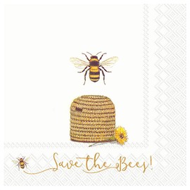 Serviette "Save the Bees!" Decopatch Paper Napkin Pack of 20