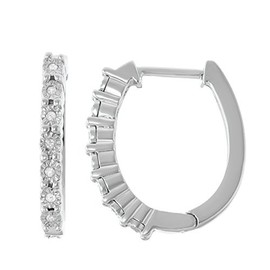 Hdiamonds 1/20 Carat (cttw) 925 Sterling Silver Round Diamond Hoop Earrings For Women, With Black, Blue & White Diamonds
