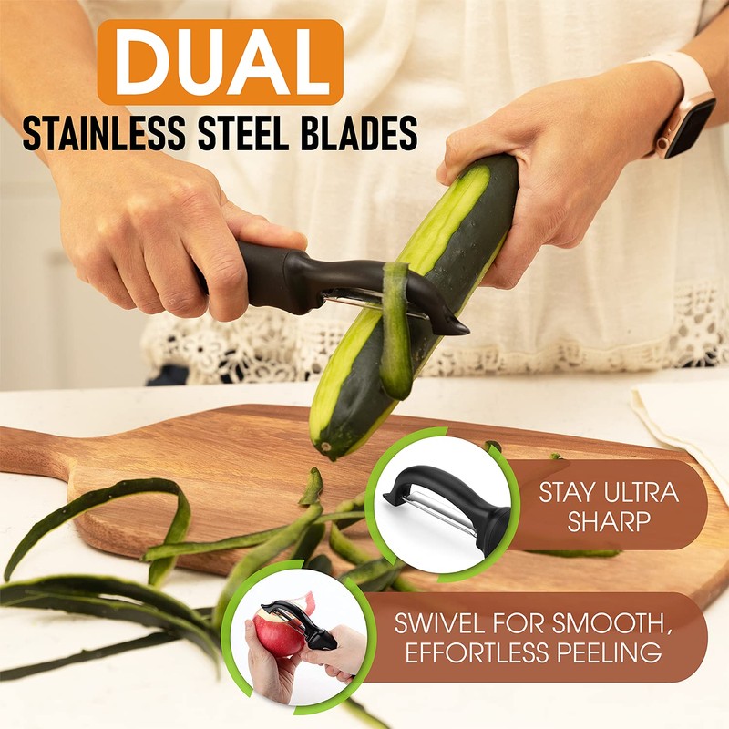 Spring Chef Premium Swivel Vegetable Peeler, Soft Grip Handle and