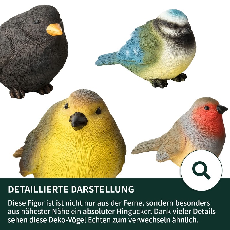 VERDOBA - Garden Decoration 4 Birds - Decorative Figures Made