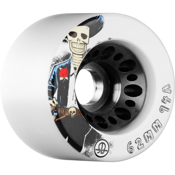 Rollerbones Day of the Dead Speed/Derby Wheels with a Nylon Core (Set of 4), 62mm, White
