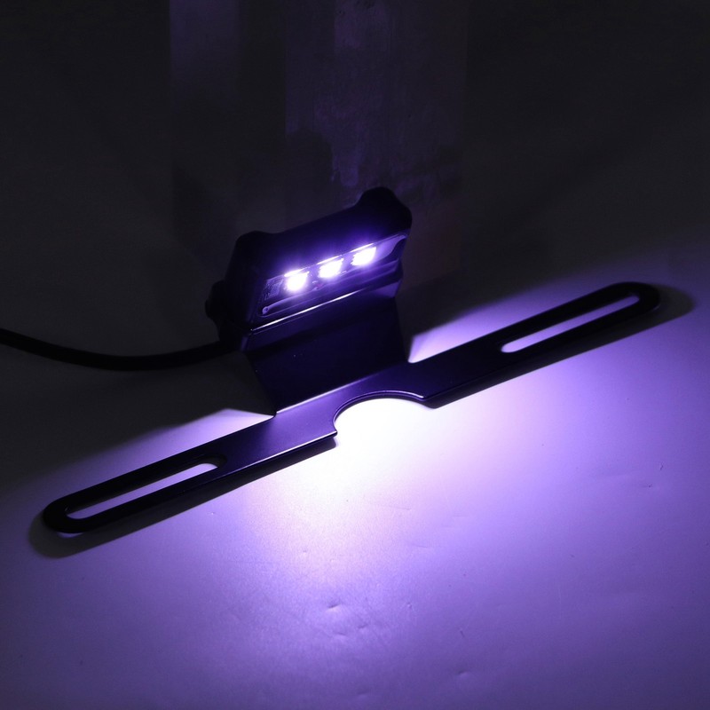 Motorcycle License Plate Lamp Blue LED with Bracket Univeral for