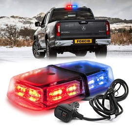 FOXCID 12" 36 LED 18 Watts Emergency Hazard Warning Security Roof Top Flash Strobe Mini Light Bar with Magnetic Mount, for Plow or Tow Truck Construction Vehicle Red Blue