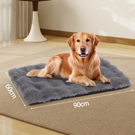 Wdmiya Self-Heating Pet Blanket 90 x 60 cm, Blanket for Cats and Dogs, Cat Blankets, Dog Blankets, Silent, Washable, Fluffy, Self-Warming Thermal Blanket without Power Cable, Car Pet Blanket (Grey, L)