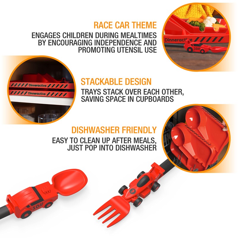 Dinneractive Dining Set for Kids - 3PC Red Race Car