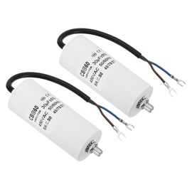 PATIKIL 30uf CBB60 Run Capacitor,2Pcs AC 450V U Terminal Wires 50/60Hz Cylinder Bottom with M8 Screw for Washing Machine, Cleaning Machine Pump Motor Star