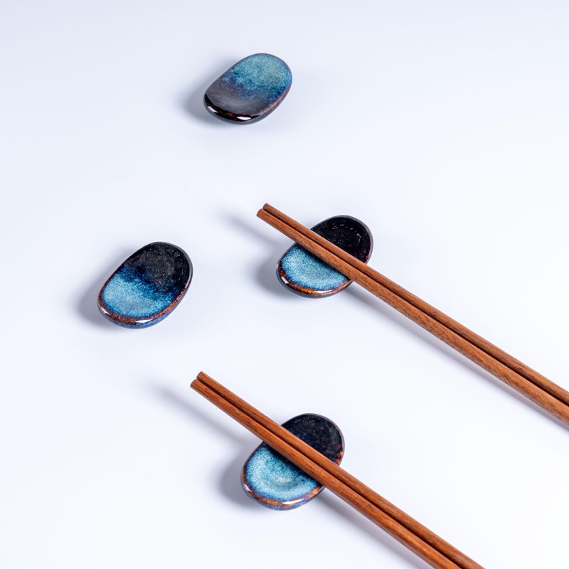 STE-CER Ceramic Chopsticks Holder,Japanese Chopstick Rest,Spoon,knife & Fork Stand,Set of
