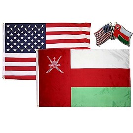 K's Novelties 2 Flag Set with Pin USA & Oman Country 2x3 2'x3' Flag & Lapel Pin