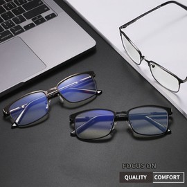 HOTJOJO Reading Glasses 3 Pack Metal Readers Blue Light Blocking for Men/Eyestrain Computer Magnifying Eyeglasses (Magnification 3.00)