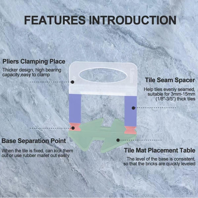 Tile Leveling System 1/16”Kit 1400pcs Tile Leveler Spacers Clips +320pcs