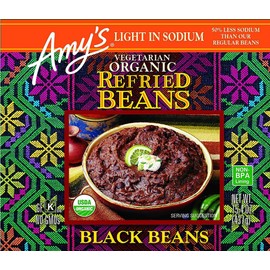 Amy's, Refried, Black Beans, Gluten Free, Organic, Vegetarian, Light in Sodium, 15.4 oz, Pack of 12