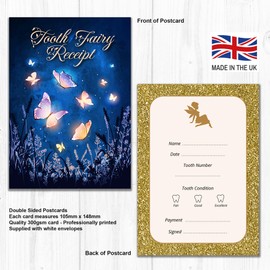 Olivia Samuel 20 PACK Tooth Fairy Certificates with Envelopes – Enchanted Garden Designs – Double Sided Receipts – Designed and Printed in the UK