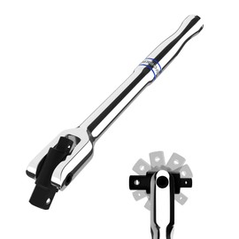 WORKPRO Dual Drive Breaker Bar, 3/8" & 1/4" Drive, Heavy Duty Breaker Bars, 8-inch Length with 360° Rotatable Head, Spring-loaded Detent Ball, Chrome Vanadium Steel Made