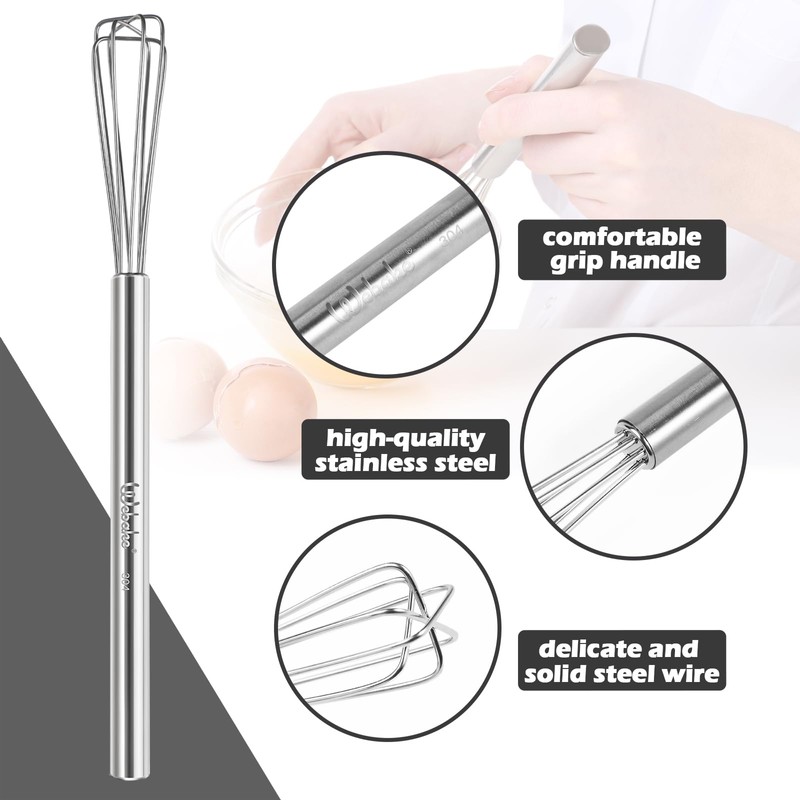 Webake Stainless Steel Whisk Mini Whisk 3 Pcs Long Egg