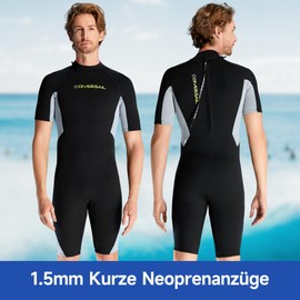 Men's Short Wetsuits 1.5 mm Neoprene Diving Suit Men Back Closure Wetsuits Diving Suit Short Sleeves for Surfing Diving Snorkelling and Swimming L Size