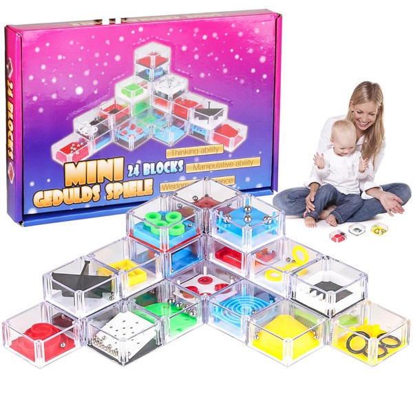 Rayong Lot de 24 jeux de patience pour enfants - Mini jeu de réflexion - Jouet éducatif - Jeu de patience - Petit cadeau pour anniversaire d'enfant