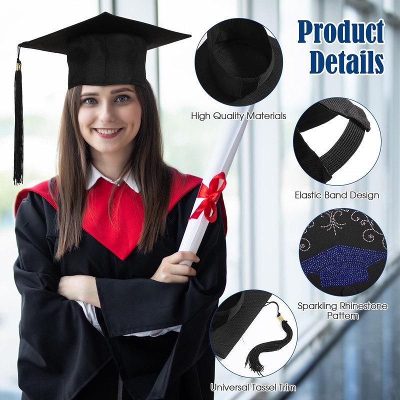 Croknit 2025 Rhinestones Graduation Cap with Tassel Crystal Bedazzled Grad