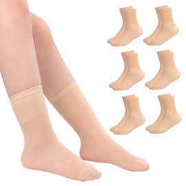 Risipu 6 Pairs Ballet Socks for Girls,Thin Seamless Silk Without Heel Ankle Socks (UK, Age, 2 Years, 4 Years, Regular, Nude)