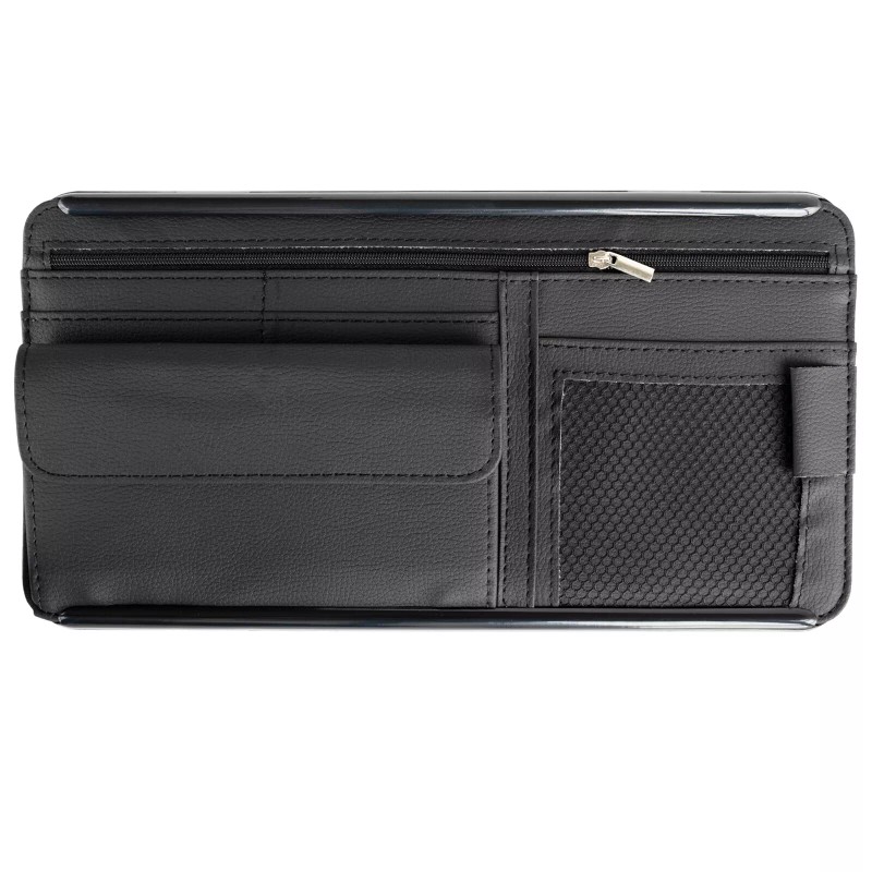 XUKEY PU leather Car Sun Visor Organizer Multi-Pocket Sunglass Bank