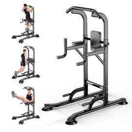 Power Tower Adjustable Height Pull Up Dip Station Multi-Function Home Strength Training Fitness Workout Station for Home Gym (K)