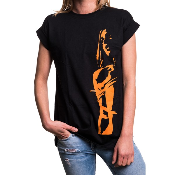 MAKAYA Hipster Print Shrit Damen Oversize schwarz locker & lässig