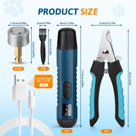 GlasFlength Claw Grinder and Claw Scissors for Dogs, 5-Speed Claw Cutter for Dogs with 2 LED Light Claw Grinder Dog Claws Cutter for Large Medium Small Dogs and Cats