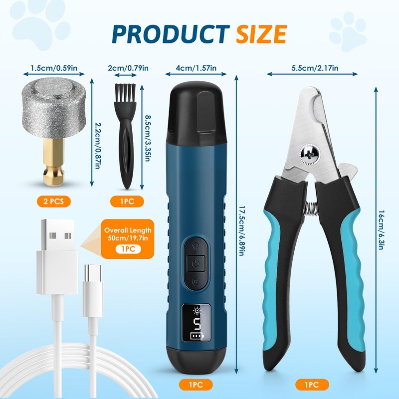 GlasFlength Claw Grinder and Claw Scissors for Dogs, 5-Speed Claw