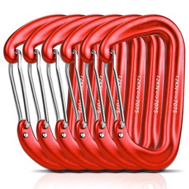 Pack of 6 Carabiner Hooks Large Heavy Duty Aluminium Carabiner 12 KN (1200 kg) Load Capacity Choice of 7 Colours for Outdoor Hammock Attachment Hiking Camping Camping Backpacking