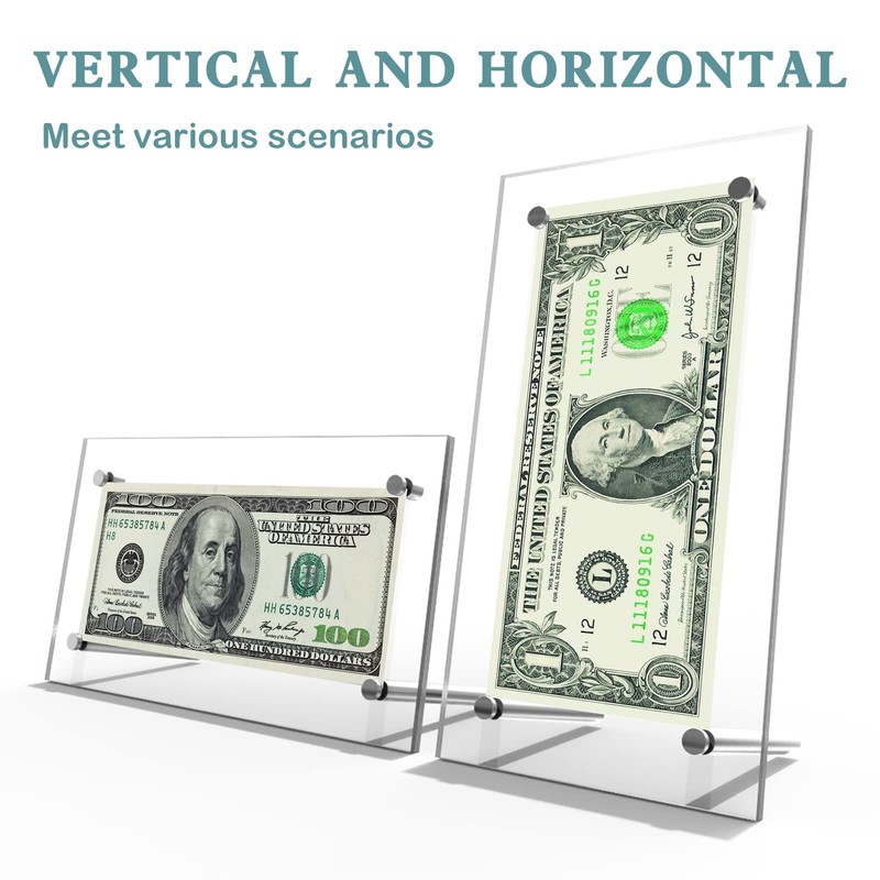 Cuyacili Pack of 2 Acrylic Banknotes Display Frame Acrylic Display